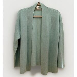 J. Jill L Petite Cotton Rayon Blend Cardigan Sweater Aqua Open Front Coastal